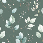 sage green, muted green, dusty blue, soft white, cream, botanical, floral, nature, leaves, berries, branches, watercolor, delicate, elegant, modern, minimal, scandinavian, nursery, baby room, calming, peaceful, natural, spring, summer, woodland, organic, artistic, hand-painted, gentle, soft palette