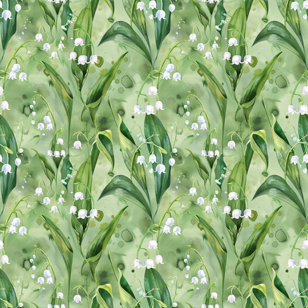 lily of the valley, white flowers, sage green, pale green, light green, forest green, botanical, floral, nature, spring, garden, delicate, elegant, whimsical, natural, organic, soft, romantic, vintage, traditional, leaves, foliage, greenery, nursery, baby room, kids room, peaceful, calming, cottage core, woodland