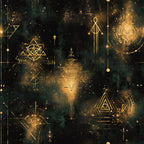 gold, black, dark teal, forest green, metallic gold, celestial, mystical, geometric, sacred geometry, spiritual, occult, esoteric, stars, constellations, mandala, triangles, diamonds, hexagons, mystical symbols, tarot, zodiac, alchemy, witchy, magical, elegant, modern, bohemian, cosmic, enchanted, meditation