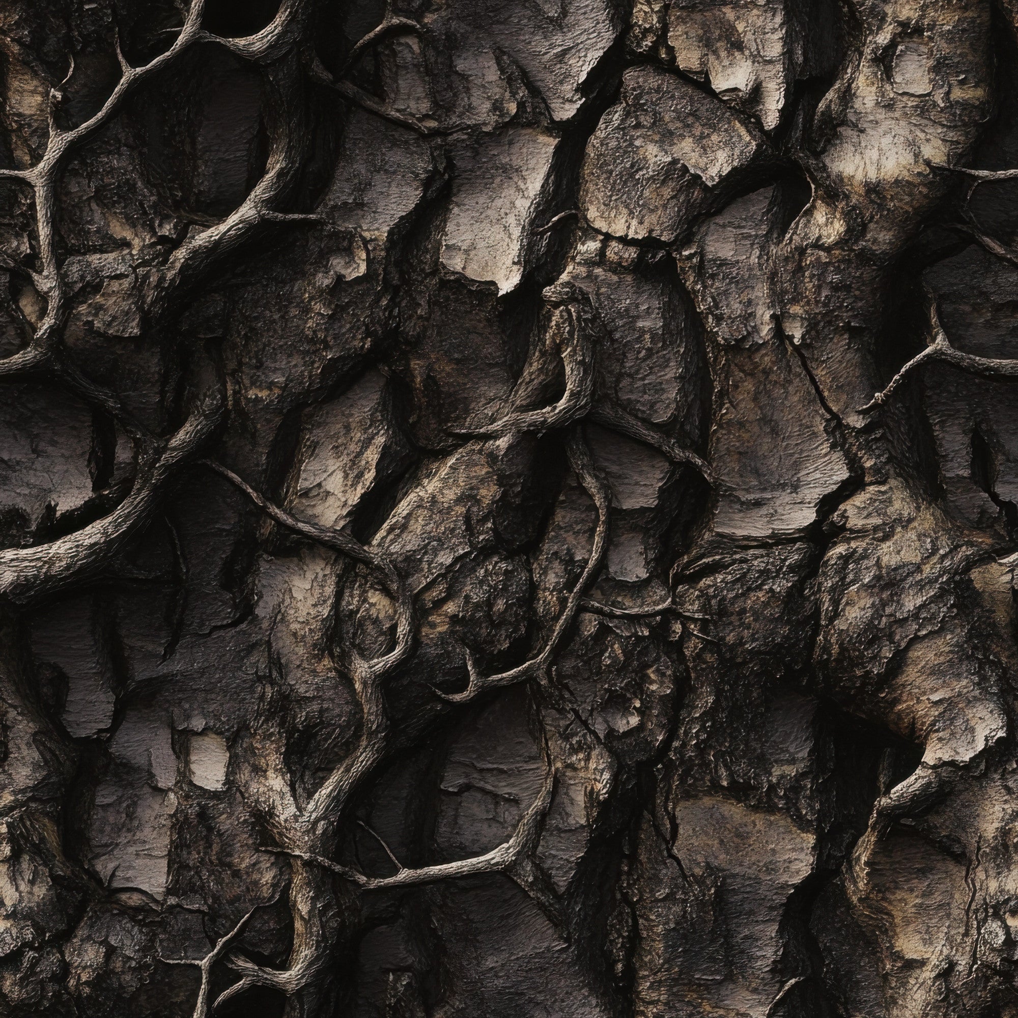 bark texture, tree bark, brown, tan, beige, dark brown, natural camouflage, hunting camo, realistic pattern, outdoor theme, woodsy, earthy tones,, fabric panel, nature inspired, rugged texture, masculine, wilderness, forest colors, tactical pattern