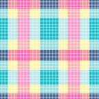 neon gingham, bright pink, electric blue, yellow accents, coral pink, turquoise, mint green, checkered pattern, grid design, geometric squares, vibrant colors, modern gingham,, fabric panel, contemporary pattern, eye-catching, colorful blocks, square motifs