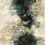 cream, ivory, gold, charcoal, forest green, teal, black, metallic gold, ornamental, damask, mandala, paisley, abstract, watercolor, splatter, grunge, vintage, bohemian, elegant, sophisticated, ornate filigree, decorative elements, oriental, ethnic, artistic, modern vintage, paint splatter, distressed, luxe, jewel tones