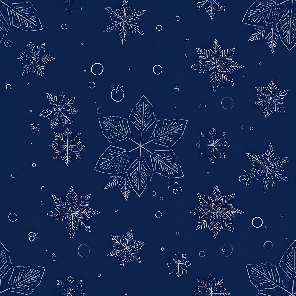 navy blue, winter, snowflakes, celestial, crescent moons, circles, elegant, modern, holiday, christmas, snow, frost, geometric, nature, stars, cool tones, dark blue, silver accents, whimsical, seasonal, decorative, pattern, night sky, frozen, icy, festive, magical