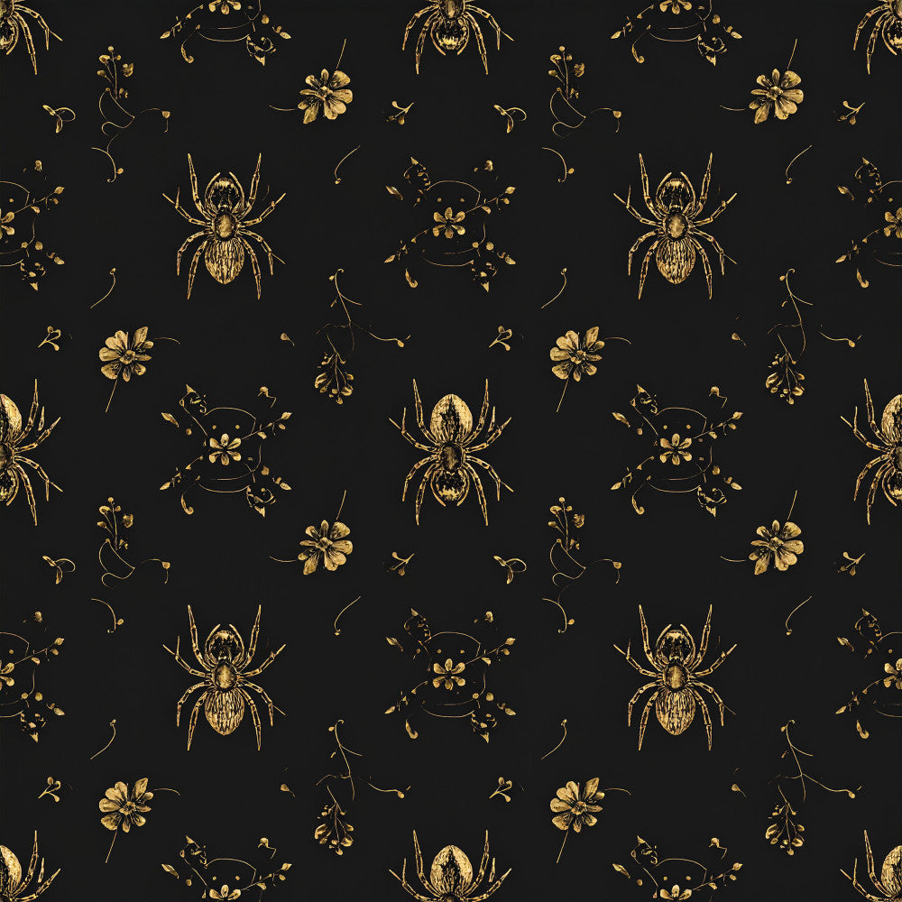 gold, black, spiders, flowers, gothic, elegant, vintage, nature, insects, dark, botanical, whimsical, celestial, halloween, witchy, mystical, dark academia, ornate, intricate, detailed, decorative, artistic, sophisticated, moody, autumn, fall, arachnid, floral motifs, botanical illustration