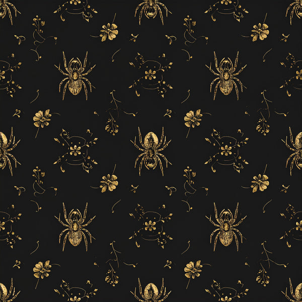 gold, black, spiders, flowers, gothic, elegant, vintage, nature, insects, dark, botanical, whimsical, celestial, halloween, witchy, mystical, dark academia, ornate, intricate, detailed, decorative, artistic, sophisticated, moody, autumn, fall, arachnid, floral motifs, botanical illustration