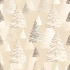 cream, beige, taupe, white, gray, evergreen, winter trees, snow-covered trees, forest, pine trees, coniferous trees, holiday, christmas, winter, nature, rustic, elegant, traditional, vintage, woodland, snowy landscape, neutral tones, soft palette, festive, cozy, nursery, kids room, baby, nature-inspired, scenic