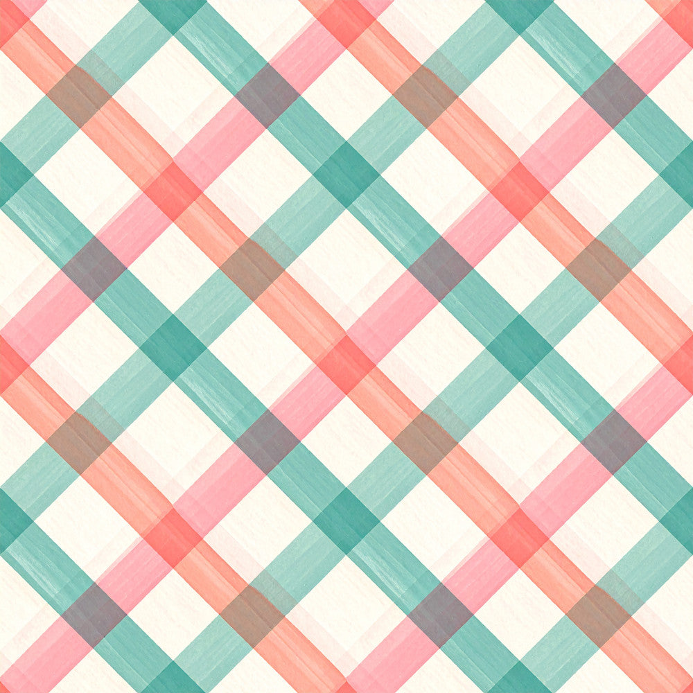 coral pink, dusty rose, teal, turquoise, cream, soft gray, taupe, pastel, geometric, diamond pattern, argyle, modern, contemporary, playroom, nursery, kids room, baby shower, soft colors, soothing, calming, woven texture, plaid-inspired, diagonal stripes, color blocking, gender neutral, spring, summer