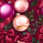 magenta, fuchsia, dusty rose, blush pink, burgundy, deep red, wine red, christmas, holiday, ornaments, baubles, festive, elegant, luxurious, metallic gold, velvet ribbons, bows, greenery, leaves, sparkle, shimmer, shiny, glamorous, sophisticated, traditional, seasonal, celebration, decorative, ornate