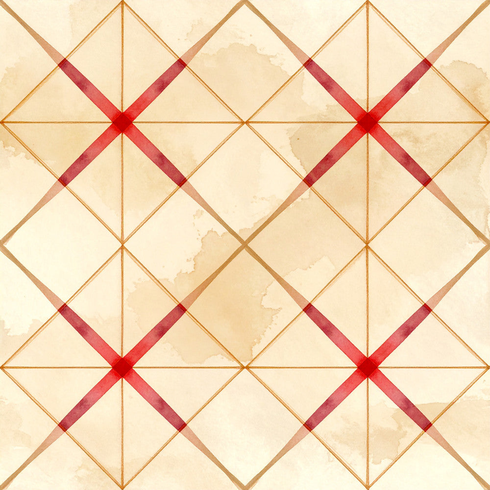 cream, beige, tan, burgundy red, wine red, deep red, geometric, diamond pattern, quilted, traditional, vintage, classic, neutral, earthy tones, farmhouse, heritage, patchwork, quilt inspired, home decor, bed, bedroom, adult, sophisticated, timeless, structured, symmetrical, retro, nostalgic, americana, heirloom quality