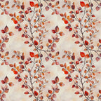 autumn leaves, fall foliage, red leaves, orange leaves, burgundy leaves, brown branches, seasonal pattern, nature design, botanical print, watercolor style,, fabric panel, warm tones, earth colors, leaf branches, organic motif, rustic charm, cozy atmosphere, repeating pattern, crafting material