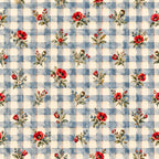 red poppies, blue gingham, cream white, dusty blue, checkered pattern, gingham check, floral print, vintage floral, cottage core, farmhouse style, country style, traditional, classic, botanical, wildflowers, red flowers, blue and white, gingham plaid, rustic, shabby chic, garden flowers, spring, summer, nursery, kid's room, playroom, quilt fabric, home decor