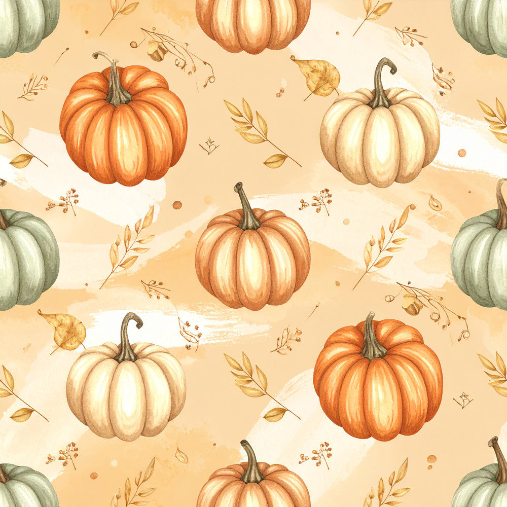 cream, beige, peach, rust orange, sage green, warm neutrals, pumpkin, autumn, fall, harvest, thanksgiving, pumpkins, gourds, leaves, botanical, nature, floral, farmhouse, rustic, traditional, whimsical, seasonal, thanksgiving theme, autumn harvest, fall decor, cozy, warm tones, decorative elements, watercolor style