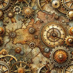 bronze, copper, gold, brass, antique maps, steampunk gears, mechanical clockwork, vintage compass, ornate cogs, weathered parchment, industrial machinery, victorian era, metallic accents, aged patina, intricate mechanisms,, fabric panel, rustic brown, sepia tones, steampunk aesthetic