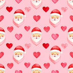 coral pink, hot pink, red, white, cream, pastel pink, santa claus, christmas, holiday, hearts, love, romantic, whimsical, playful, cheerful, festive, cute, kawaii, children's, kids, nursery, baby, gift, winter, valentine's day, red and white, smile, jolly, retro, vintage
