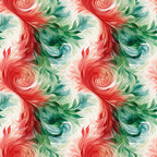 coral red, forest green, teal blue, cream white, watercolor swirls, flowing spirals, abstract pattern, seamless design, painterly style, christmas colors, holiday fabric,, fabric panel, organic movement, fluid brushstrokes, festive palette, artistic swirls, decorative motifs, winter theme, craft fabric