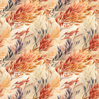 warm autumn tones, burnt orange, coral red, navy blue, cream beige, golden yellow, feathery leaves, botanical, nature-inspired, flowing branches, abstract floral, elegant, modern, whimsical, autumn colors, fall foliage, transitional style, warm color palette, decorative leaves, organic patterns, contemporary botanical, sunset colors, rust red, taupe, soft peachy tones, seasonal decor, home accent, artistic leaves, gradient coloring, flowing design