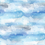 sky blue, light blue, white, soft blue, pale blue, navy blue, winter, snowflakes, clouds, snow, celestial, dreamy, whimsical, watercolor, abstract, soft, gentle, nursery, baby room, kids room, peaceful, serene, calming, starry, magical, holiday, frozen, icy, pastel, soothing