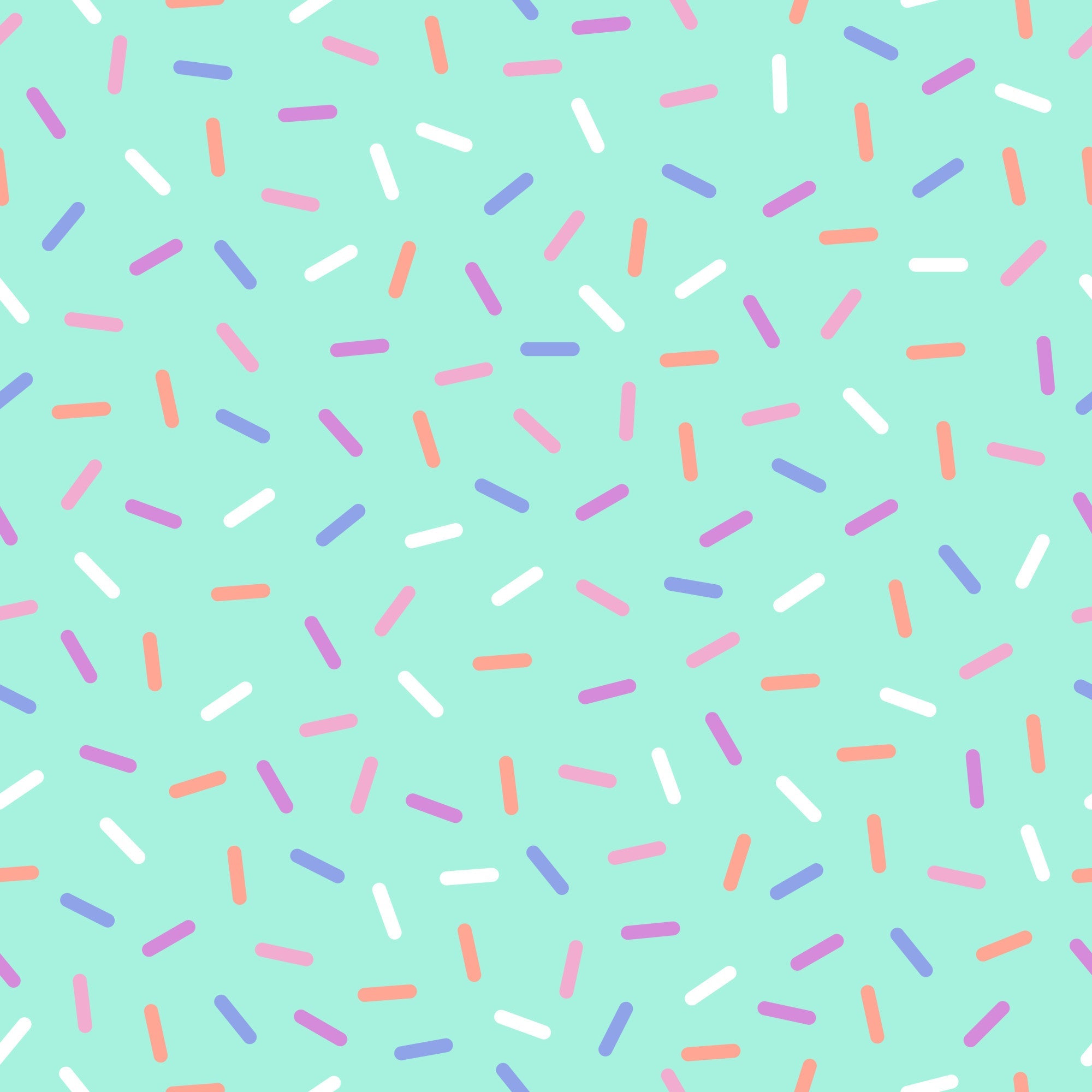 rainbow sprinkles, mint green background, colorful sprinkles, candy pattern, dessert theme, small scattered shapes, pink sprinkles, purple sprinkles, orange sprinkles, white sprinkles,, fabric panel, sweet treats, confetti design, bakery inspired, playful pattern, bright colors, food motif, cheerful design, scattered elements