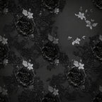 black, charcoal gray, grayscale, monochrome, floral, roses, botanical, nature, elegant, gothic, dark romantic, moody, ornate, lace-inspired, vintage, romantic, dramatic, dimensional, textured, dimensional flowers, small florals, layered petals, intricate details, sophisticated, dark aesthetic, classic, timeless