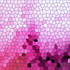 pink mosaic, stained glass pattern, geometric tessellation, rose pink, magenta, fuchsia, black accents, burgundy, abstract design, polygonal shapes,, fabric panel, love theme, romantic colors, contemporary art, digital print, patchwork style, modern geometric, craft fabric, sewing material