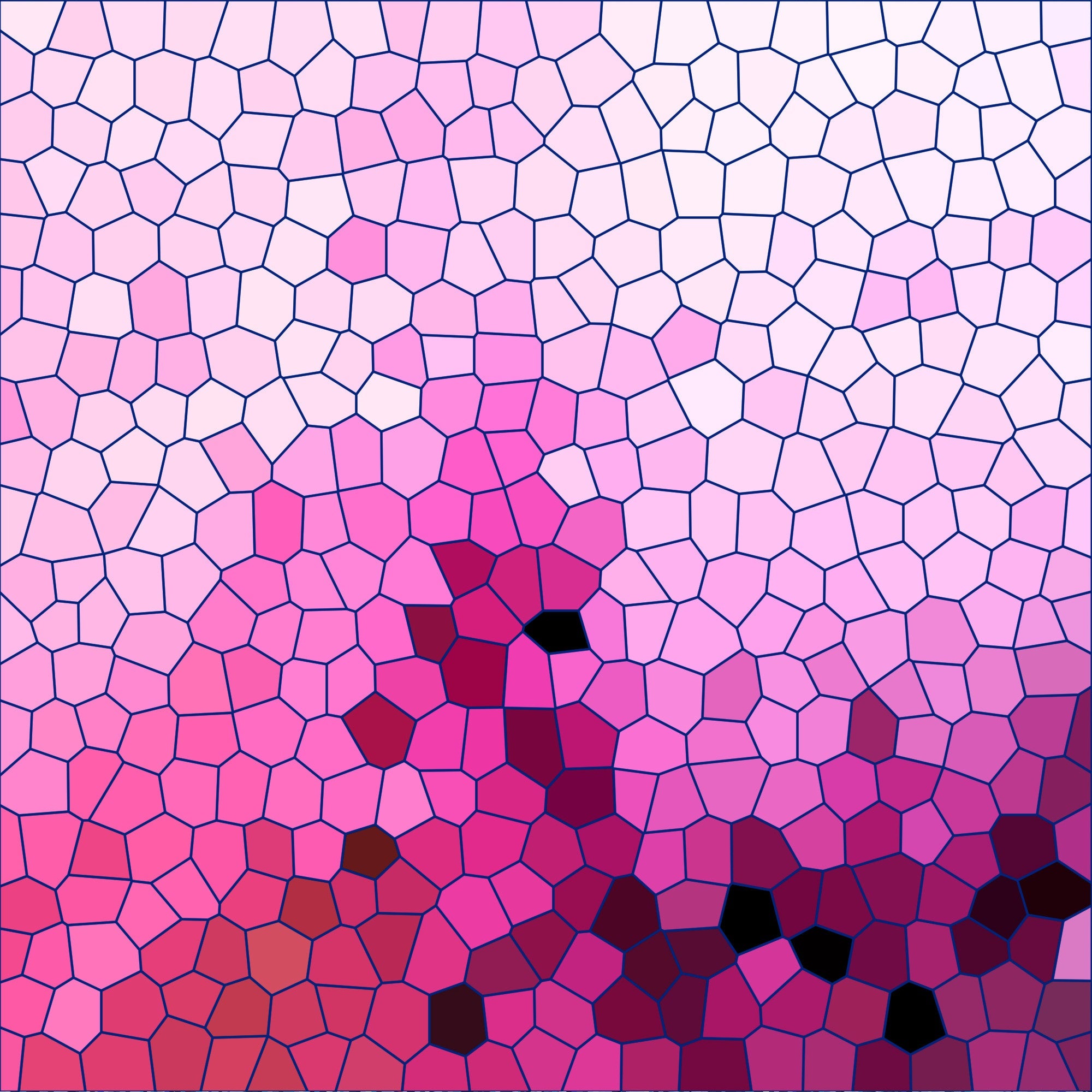 pink mosaic, stained glass pattern, geometric tessellation, rose pink, magenta, fuchsia, black accents, burgundy, abstract design, polygonal shapes,, fabric panel, love theme, romantic colors, contemporary art, digital print, patchwork style, modern geometric, craft fabric, sewing material