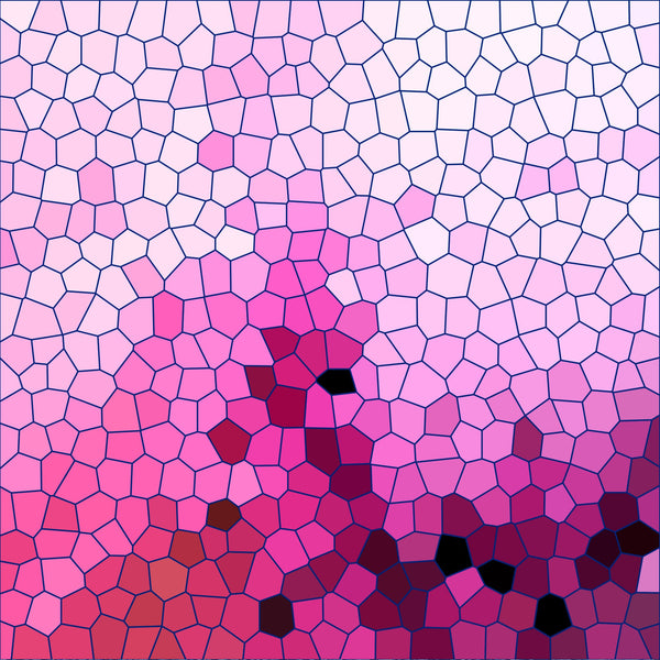 pink mosaic, stained glass pattern, geometric tessellation, rose pink, magenta, fuchsia, black accents, burgundy, abstract design, polygonal shapes,, fabric panel, love theme, romantic colors, contemporary art, digital print, patchwork style, modern geometric, craft fabric, sewing material