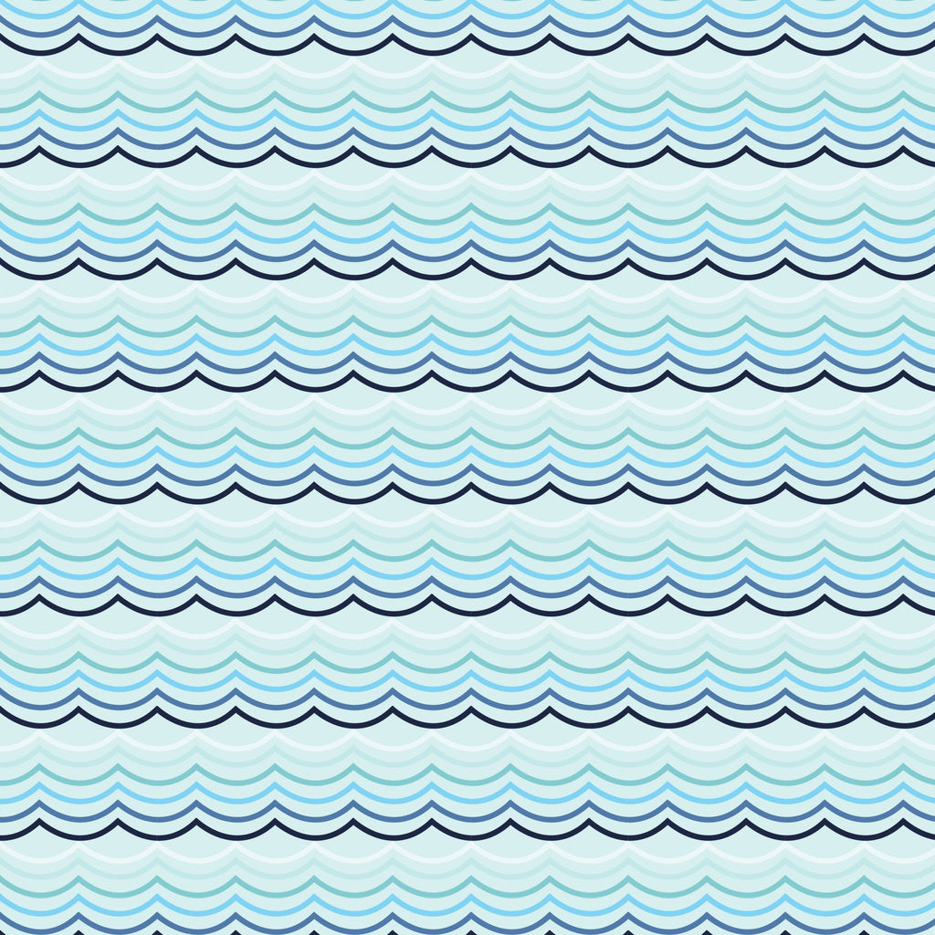 navy blue, light blue, mint green, pale blue, wavy lines, ocean waves, water pattern, horizontal stripes, nautical theme, sea motif, geometric waves, flowing design, marine pattern, coastal style,, fabric panel, repeating pattern, ocean inspired, wave design, aquatic theme