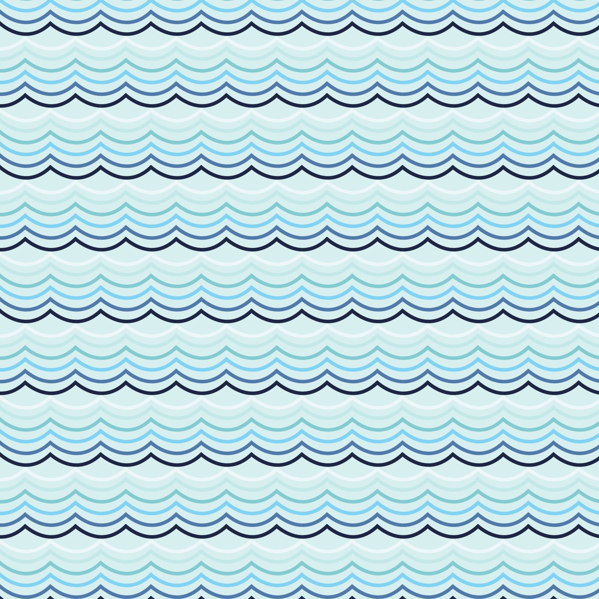 navy blue, light blue, mint green, pale blue, wavy lines, ocean waves, water pattern, horizontal stripes, nautical theme, sea motif, geometric waves, flowing design, marine pattern, coastal style,, fabric panel, repeating pattern, ocean inspired, wave design, aquatic theme