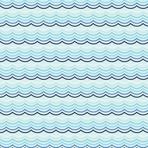 navy blue, light blue, mint green, pale blue, wavy lines, ocean waves, water pattern, horizontal stripes, nautical theme, sea motif, geometric waves, flowing design, marine pattern, coastal style,, fabric panel, repeating pattern, ocean inspired, wave design, aquatic theme