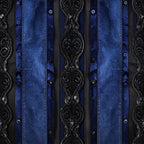navy blue, deep blue, denim blue, black, metallic silver, ornate, baroque, damask, decorative, elegant, vintage, gothic, steampunk, formal, sophisticated, ornamental scrolls, filigree, studded, rivets, classic, traditional, luxurious, upholstery-inspired, home decor, men's style, masculine, moody, dramatic