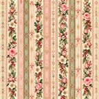 rose pink, cream, sage green, dusty rose, coral pink, vintage floral, striped, floral, roses, peonies, botanical, elegant, traditional, romantic, spring, summer, cottage core, victorian, classic, nature, garden, feminine, delicate, ornate, decorative flourishes, pearls, ribbons, bows, timeless, nostalgic