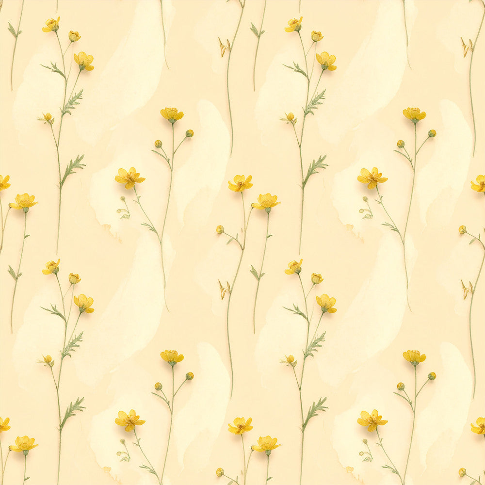 butter yellow, cream, pale yellow, soft yellow, delicate floral, wildflower, botanical, buttercup flowers, yellow flowers, nature, spring, summer, garden, meadow, vintage, romantic, whimsical, delicate, soft, feminine, elegant, pastoral, cottage style, farmhouse, natural, pressed flowers, botanical illustration, light and airy, nursery, baby room