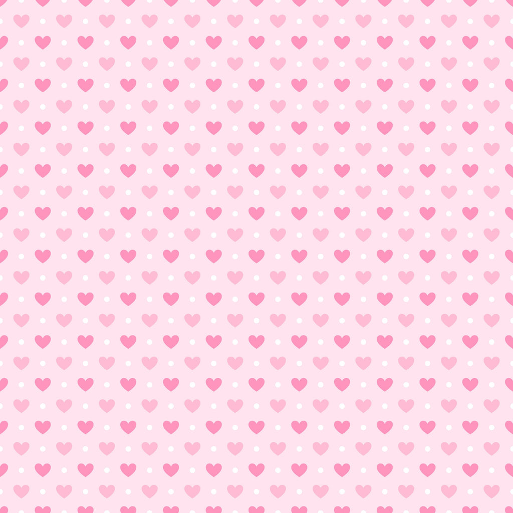 pink, hearts, polka dots, romantic, love, valentine, pastel, cute, sweet, repeating pattern,, fabric panel, geometric, feminine, soft pink, light pink, whimsical, crafting, sewing, tea party
