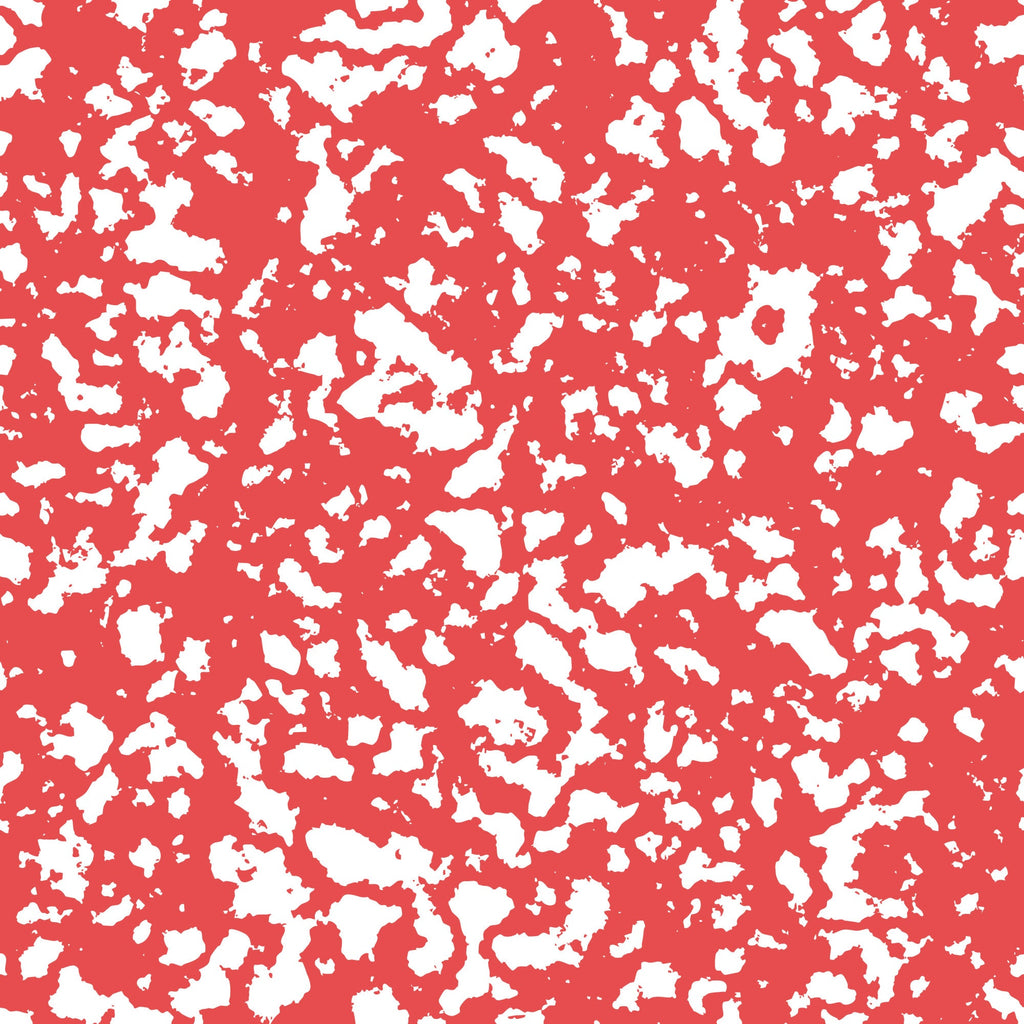red, white, grunge pattern, distressed texture, abstract design, speckled, mottled, weathered look, vintage style,, fabric panel, crafting material, sewing supplies, coral red, textured surface, artistic pattern, contemporary design, modern fabric