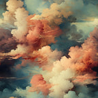 peach, coral, cream, ivory, sage green, teal, rust, burnt orange, soft pink, cloud white, dreamy clouds, sky, celestial, abstract, watercolor, ethereal, whimsical, romantic, soft serve, cotton candy, sunset, sunrise, heaven, angelic, peaceful, serene, calming, artistic, contemporary, modern art