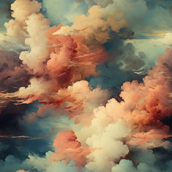 peach, coral, cream, ivory, sage green, teal, rust, burnt orange, soft pink, cloud white, dreamy clouds, sky, celestial, abstract, watercolor, ethereal, whimsical, romantic, soft serve, cotton candy, sunset, sunrise, heaven, angelic, peaceful, serene, calming, artistic, contemporary, modern art