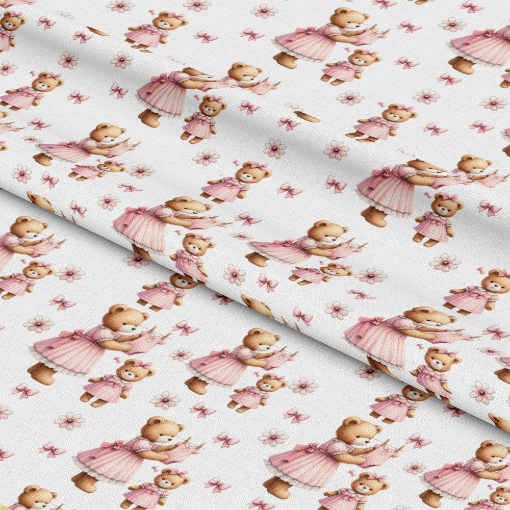 Pink Baby Teddy Bears Pattern 7 Minky Fabric