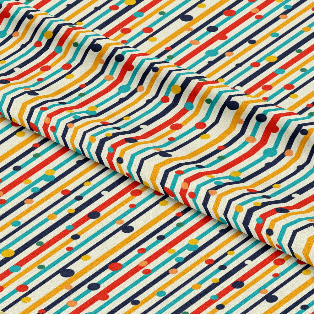 Colorful Stripes and Dots Pattern 7 Quilting Cotton Fabric
