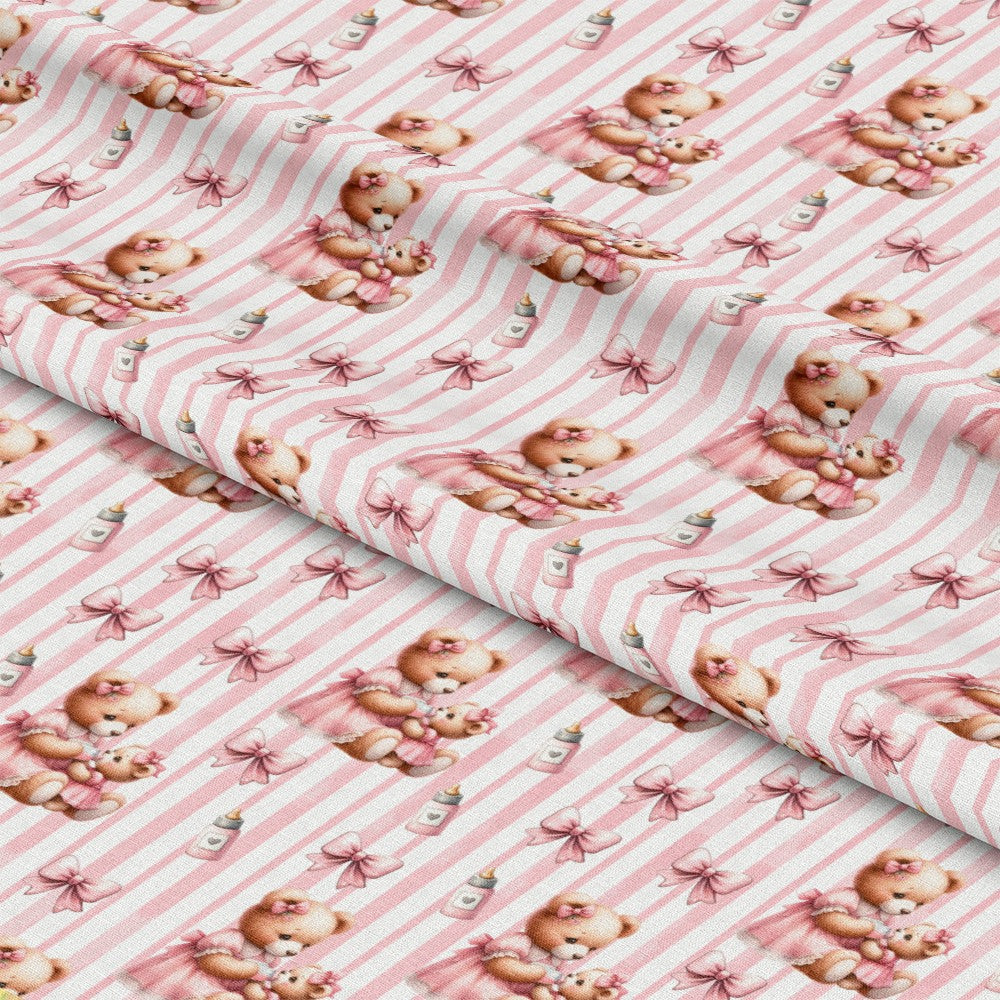 Pink Baby Teddy Bears Pattern 1 Minky Fabric