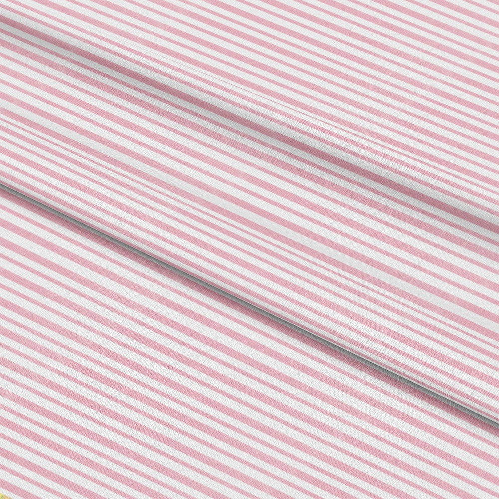 '- Pink Night Time Teddy Bears Pattern 8 Fabric - Soft cotton textile - Quilting material - Light pink and white - Striped design - Sewing fabric - Crafting cloth - Fabric yardage