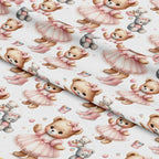 Pink Night Time Teddy Bears Pattern 10 Minky Fabric