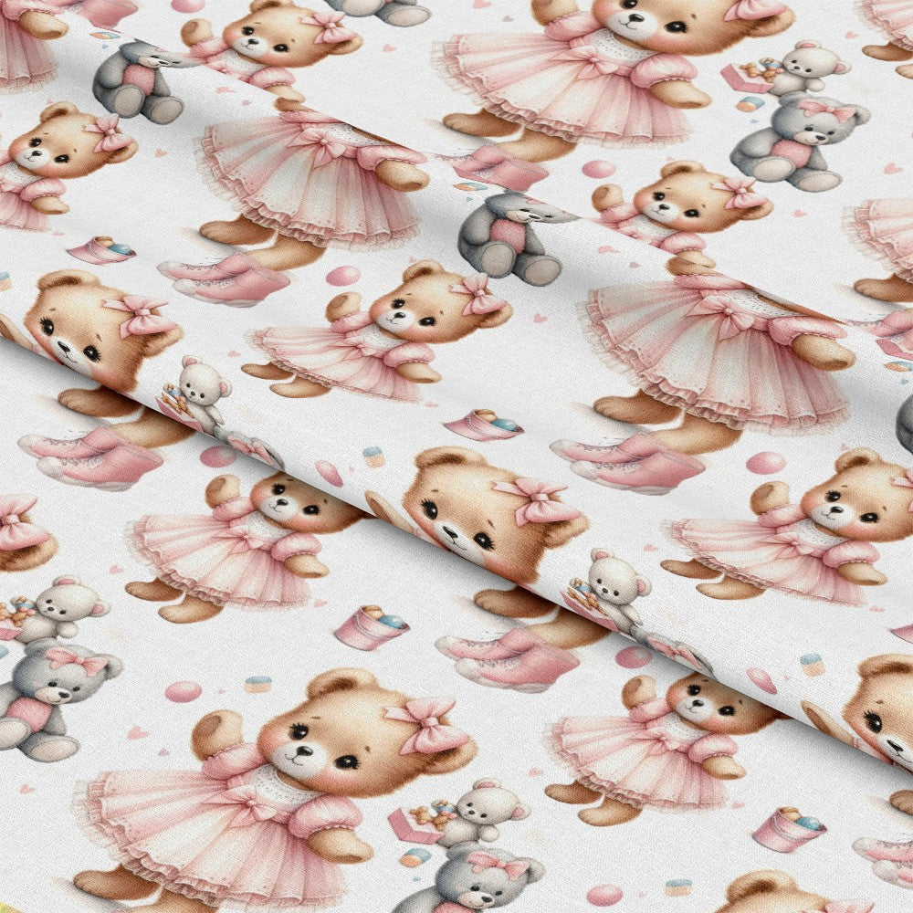 Pink Night Time Teddy Bears Pattern 10 Minky Fabric