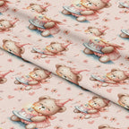 Pink Night Time Teddy Bears Pattern 1 Minky Fabric
