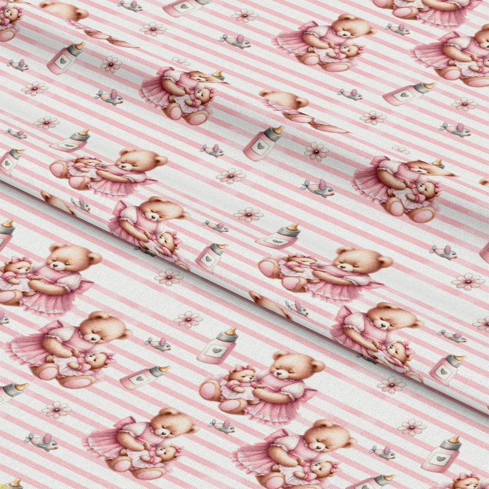 Pink Baby Teddy Bears Pattern 3 Minky Fabric