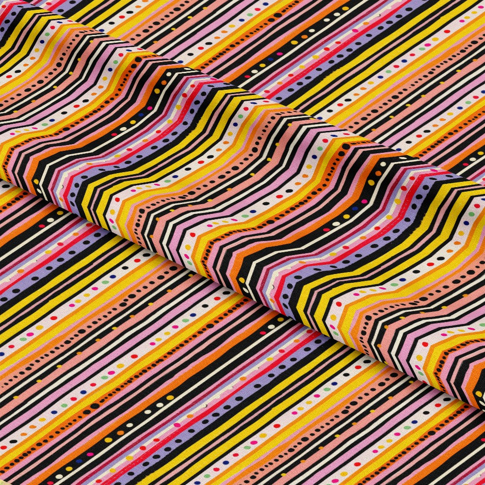 Colorful Stripes and Dots Pattern 9 Quilting Cotton Fabric