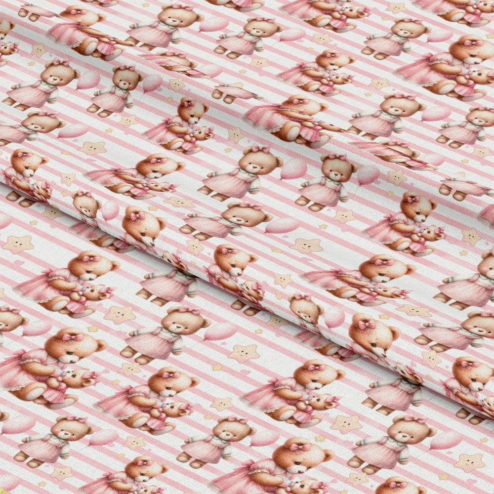 Pink Baby Teddy Bears Pattern 6 Minky Fabric
