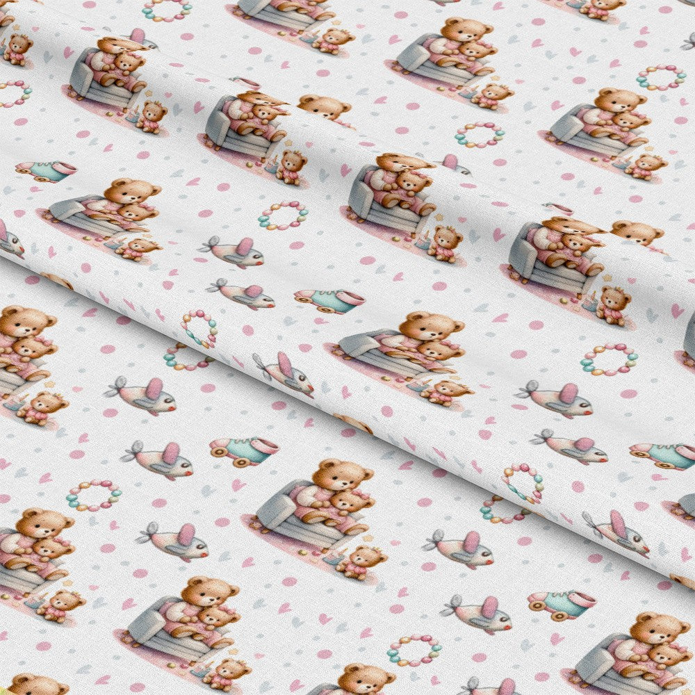 Pink Baby Teddy Bears Pattern 8 Minky Fabric
