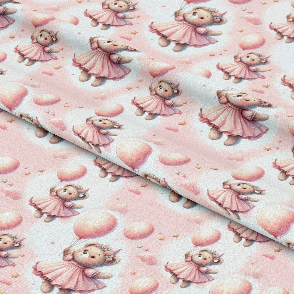 Pink Night Time Teddy Bears Pattern 11 Minky Fabric