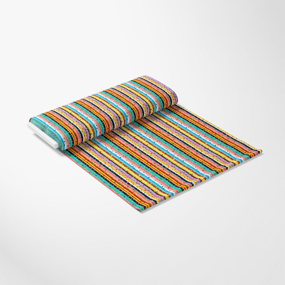 Colorful Stripes and Dots Pattern 10 Quilting Cotton Fabric