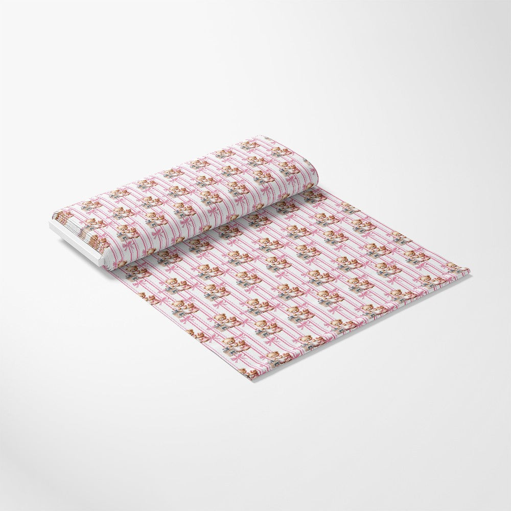 Pink Baby Teddy Bears Pattern 2 Minky Fabric